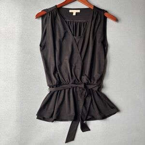 BANANA REPUBLIC | Black Belted Office Siren Elegant Chic Blouse Cami | Size XS